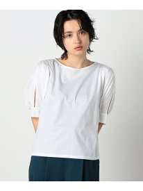 袖スリット トップス COMME CA ISM コムサイズム トップス カットソー・Tシャツ ホワイト ブラック【送料無料】[Rakuten Fashion]