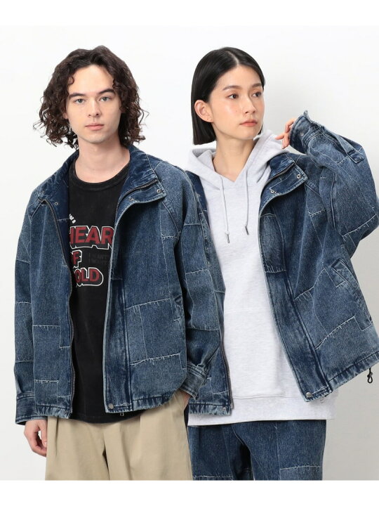 楽天市場】【SALE／10%OFF】パッチワーク風デニムショートブルゾン 