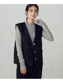 ファンシーツイード ジレ COMME CA ISM コムサイズム トップス ベスト・ジレ ホワイト ネイビー【送料無料】[Rakuten Fashion]
