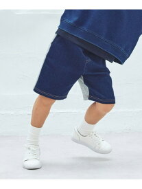 【SALE／10%OFF】ストレッチデニム/ヒッコリー*裏毛 ドッキングハーフパンツ COMME CA ISM コムサイズム パンツ その他のパンツ ネイビー ブルー【RBA_E】[Rakuten Fashion]