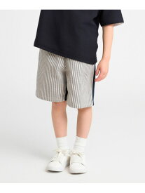 ストレッチデニム/ヒッコリー*裏毛 ドッキングハーフパンツ COMME CA ISM コムサイズム パンツ その他のパンツ ネイビー ブルー[Rakuten Fashion]