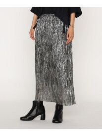 シルク*ポリエステル ラメシフォンスカート COMME CA コムサ スカート ロング・マキシスカート ブラック ホワイト【送料無料】[Rakuten Fashion]