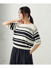 【SALE／20%OFF】ランダムボーダー5分袖ニット COMME CA ISM コムサイズム トップス ニット ブラック ネイビー【RBA_E】[Rakuten Fashion]