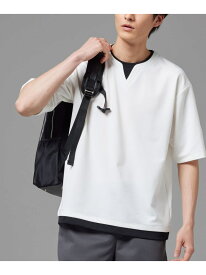 フェイクレイヤード キーネックTシャツ COMME CA ISM コムサイズム トップス カットソー・Tシャツ ホワイト ブラック グリーン[Rakuten Fashion]