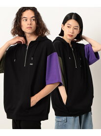 【SALE／50%OFF】TC裏毛 ハーフジップ 5分袖パーカ Purple&Yellow コムサイズム トップス パーカー・フーディー カーキ ホワイト パープル【RBA_E】[Rakuten Fashion]