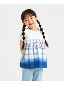サッカーチェック 切替グラデーション染め チュニックTシャツ COMME CA ISM コムサイズム トップス カットソー・Tシャツ ネイビー ブラウン【送料無料】[Rakuten Fashion]