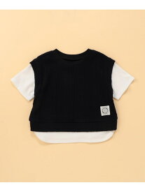 ケーブルジャカード フェイクレイヤード 半袖Tシャツ (ベビーサイズ) COMME CA ISM コムサイズム トップス カットソー・Tシャツ ネイビー ブルー ホワイト[Rakuten Fashion]