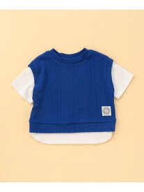 【SALE／10%OFF】ケーブルジャカード フェイクレイヤード 半袖Tシャツ (ベビーサイズ) COMME CA ISM コムサイズム トップス カットソー・Tシャツ ネイビー ブルー ホワイト【RBA_E】[Rakuten Fashion]