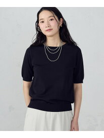 【SALE／10%OFF】【ウォッシャブル・UVカット】ベーシック 2WAYネック5分袖ニット COMME CA ISM コムサイズム トップス ニット ブラック ホワイト ネイビー ブルー【RBA_E】[Rakuten Fashion]