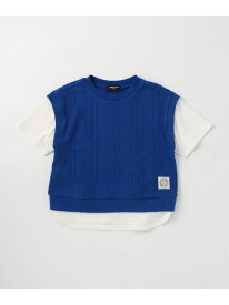 ケーブルジャカード フェイクレイヤード 半袖Tシャツ COMME CA ISM コムサイズム トップス カットソー・Tシャツ ネイビー ホワイト ブルー[Rakuten Fashion]