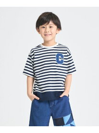 デニムワッペン付き ボーダー半袖Tシャツ COMME CA ISM コムサイズム トップス カットソー・Tシャツ ネイビー[Rakuten Fashion]