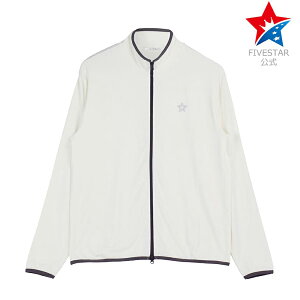 ブルゾン ゴルフ メンズ 長袖 ストレッチ ラッシュブルゾン ジップアップ 薄手 3Dロゴ ホワイト 白 おしゃれ ゴルフウェア レディース ユニセックス ファイブスター アウトレット