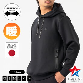 トレーナ パーカー ゴルフウェア メンズ 冬 長袖 フーディー ゴルフトレーナ ストレッチ 防寒 厚手 ブラック 黒 ファイブスター おしゃれ シンプル 40代 50代 ダンボールニット ロゴ