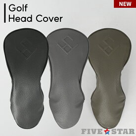 ドライバー ヘッドカバー ゴルフ ドライバー用 メンズ 無地 エンボスロゴ 合成皮革 シンプル おしゃれ ユニセックス ファイブスター