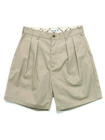 SCHOTT DOUBLE PLEATED T/C SHORTS【3126039-053-KHAKI】