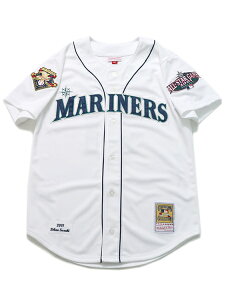 �y���������zMITCHELL & NESS AUTHENTIC JERSEY-MARINERS 01 ICHIRO #51�yAJY13370-WHITE�z