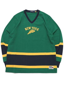 【SALE】POLO RALPH LAUREN V-NECK L/S HOCKEY JERSEY【710878894002-D-GREEN】