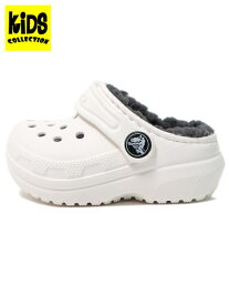 【SALE】【KIDS】crocs TODDLER CLASSIC LINED CLOG WHITE/GREY【207009-10M-WHITE】