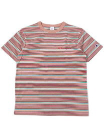 【MEGA SALE】CHAMPION CAMPUS BORDER TEE-LIGHT PINK【C3-R328-923-LIGHT PINK】