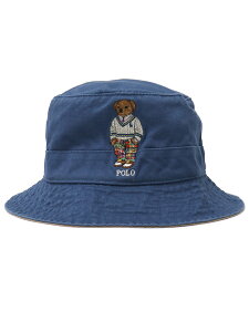 �y���������zPOLO RALPH LAUREN PREP HAMPTON BEAR TWILL BUCKET HAT�y710900276001-D-BLUE�z