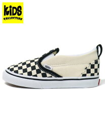 【KIDS】VANS TODDLER SLIP-ON V CHECKERBOARD BLK/WHT【VN0A34885GX-BLACK】