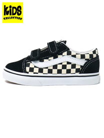 【KIDS】VANS TODDLER OLD SKOOL V PRIMARY CHECK BLK/WH【VN0A38JNP0S-BLACK】