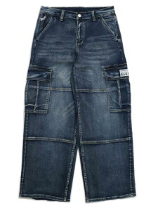 �y���������zPRO CLUB HW BAGGY FIT DENIM CARGO PANT DK STW�y32PC0606-DSW-DARK BLUE LWASH�z