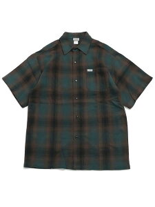CALTOP FL PLAID S/S SHIRT GREEN/BROWNyCT-2000FS-GRBR-GREENz