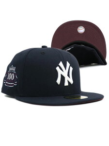 NEW ERA 59FIFTY CS YANKEES 100TH U/MAROON FB NV/WH�y70968009-NAVY�z