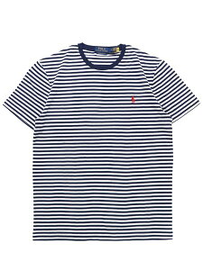 �y���������zPOLO RALPH LAUREN CUSTOM SLIM STRIPED TEE NEWPORT NAVY/WHITE�y710956828502-D-NAVY�z