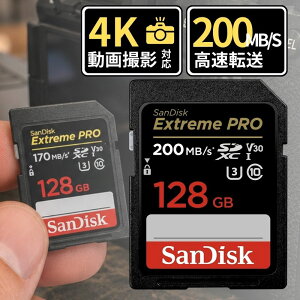 SD�J�[�h �T���f�B�X�N Extreme PRO SDXC 128GB SDSDXXD-128G-GN4IN SanDisk Class10 UHS-I U3 V30 4K ���� �������[�J�[�h