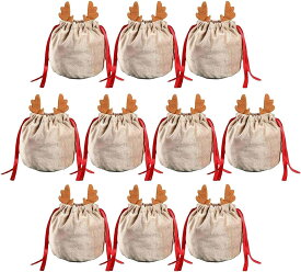 【PT10倍+10%OFFクーポン】10個セット クリスマス キャンディバッグ 巾着バッグ リボン付き 記念品ポーチ ウェディングベルベット メリークリスマス パーティー ジュエリーポーチ 食品収納 ギフトラップ 結婚式 誕生日 新年用 2308 父の日