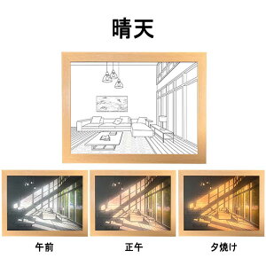 \マラソン期間 P10倍/【送料無料】装飾画 LED発光 絵画 光と影のフレーム 灯光画 インテリア飾り アートフォートフレーム アートデコレーション 陽光の灯りの絵 ベッドサイドランプ 3色調