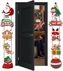 メリークリスマスバナ ドアバナー ハンギングバナー クリスマスバナー サンタクロース 雪だるま カプレット 新年 クリスマス パーティー 吊り飾り 10個