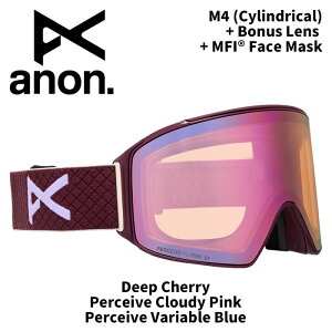 ANON Am S[O M4 (Cylindrical) + Bonus Lens + MFI Face Mask Deep Cherry/Perceive Cloudy Pink 25-26fyԕisiz