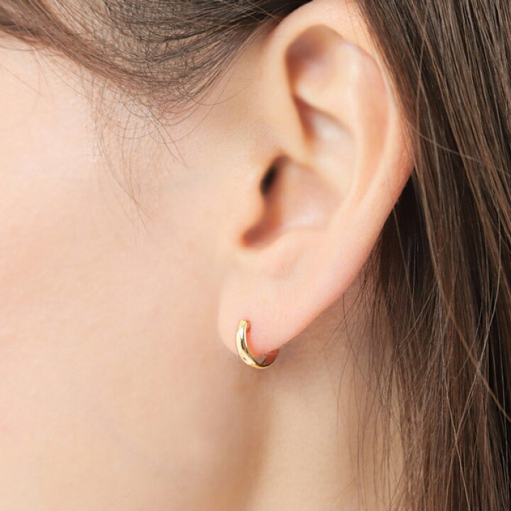 楽天市場】フープピアス 18k K18 18金 ゴールド 甲丸 スナップ 幅2mm  