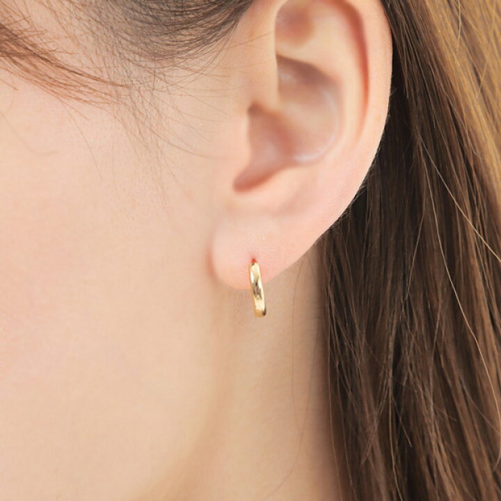 楽天市場】フープ ピアス 18k K18 18金 ゴールド 甲丸 スナップ 幅2mm 