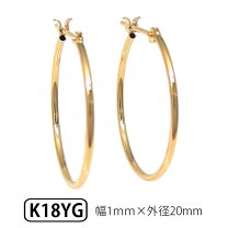 楽天市場】k18 フープピアス 1mm 20mmの通販