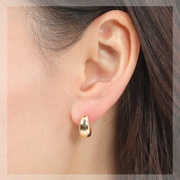 楽天市場】フープ ピアス 月甲丸 甲丸 スナップ ムーンピアス K10YG  