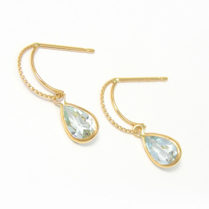 楽天市場】アクアマリン ピアス 三日月 K18YG 18k 18金イエロー 