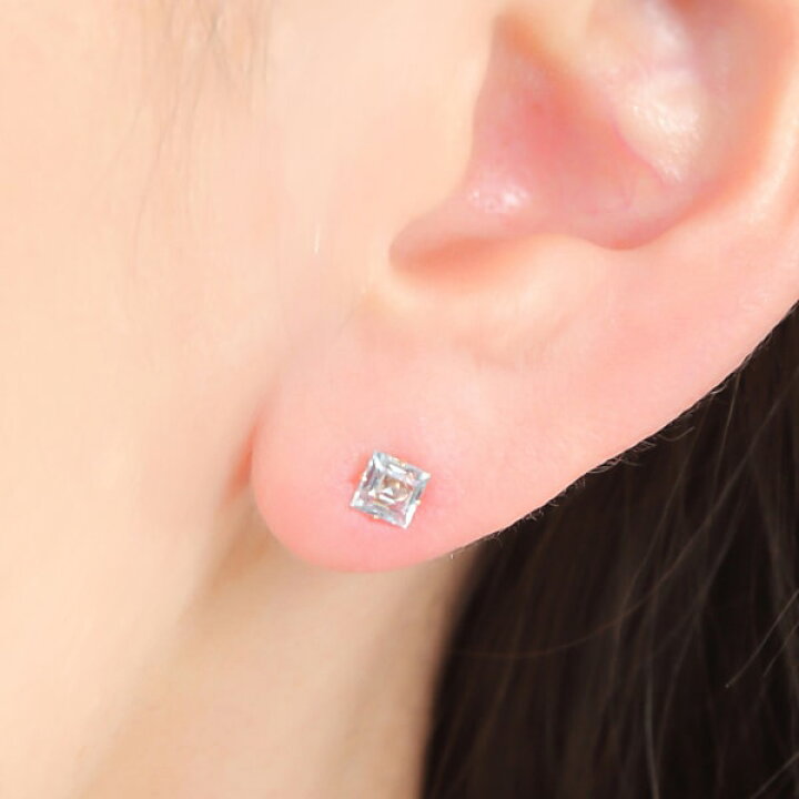 楽天市場】アクアマリン ピアス K10PG 4mm スクエア 【プレゼント 