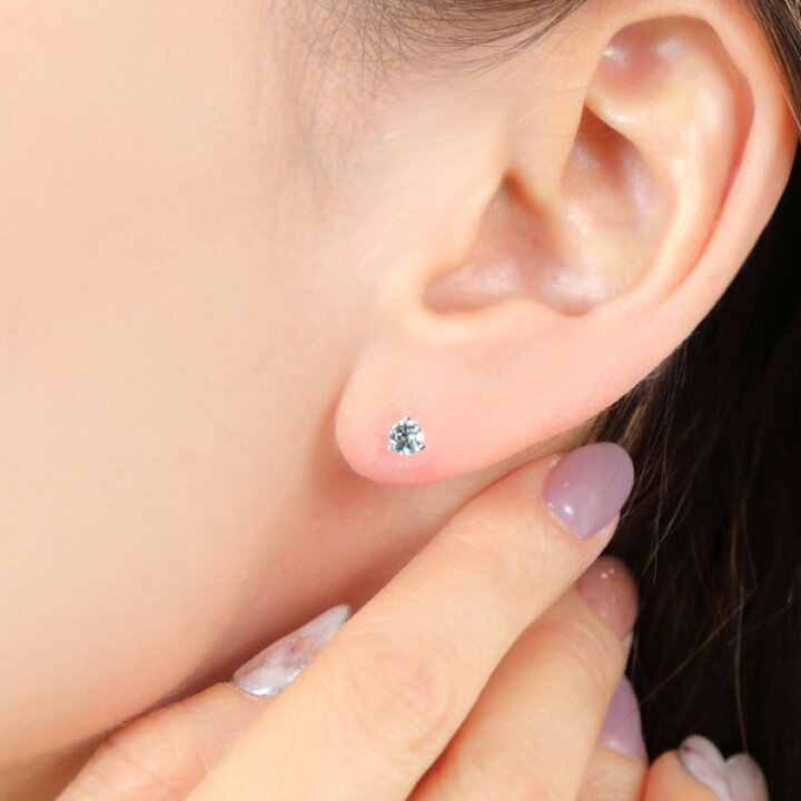 楽天市場】アクアマリン ピアス Pt900 プラチナ 4mm シンプル 3本爪 