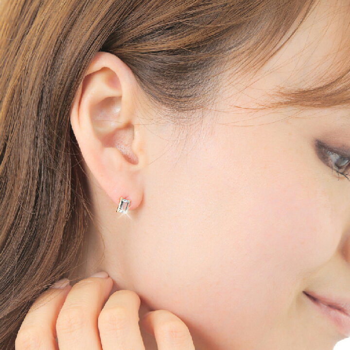 楽天市場】アクアマリン ピアス K10YG 10k 10金 バゲットカット  