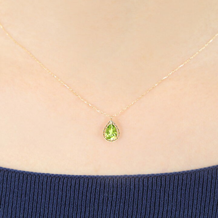 楽天市場】ペリドット ネックレス K18YG ドロップ 【プレゼント ギフト 