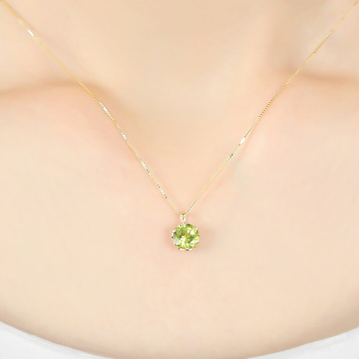 楽天市場】ペリドット 大粒 ネックレス イエロー ゴールド K10YG 6mm 