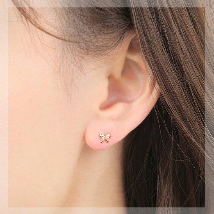 楽天市場】リボン ピアス ピンク ゴールド K10PG 10k 10金 ピンク 
