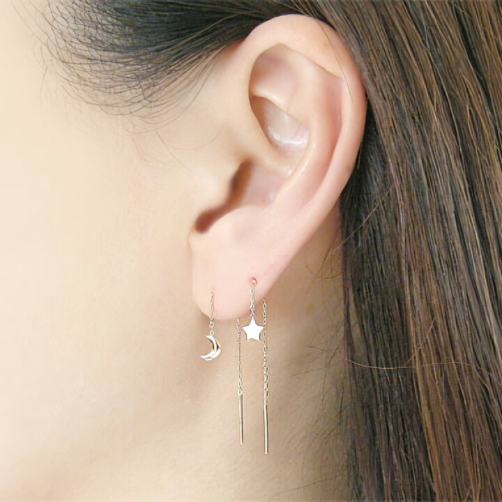 楽天市場】ムーン スター アメリカン ピアス K18YG 18k 18金 イエロー  