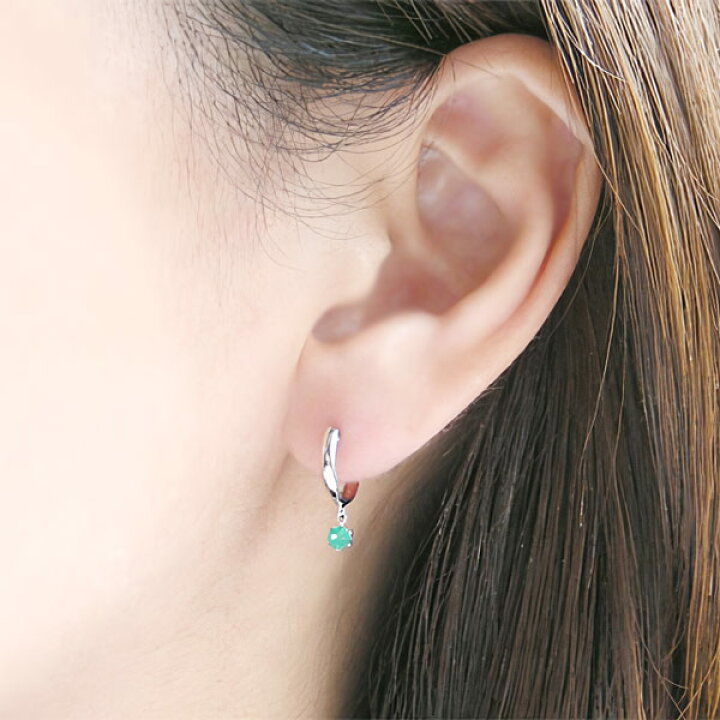 楽天市場】エメラルド フープ ピアス K14WG 14k 14金 ホワイト  