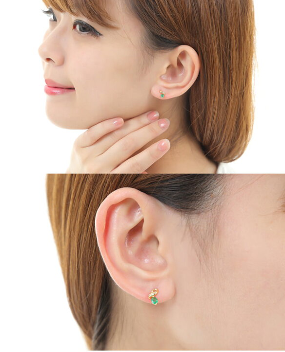 楽天市場】エメラルド ダイヤモンド ピアス 18k K18YG 18金 イエロー 