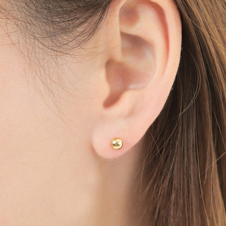 K18！甲丸 ひっくり返さ スナップピアス！2×15mm 